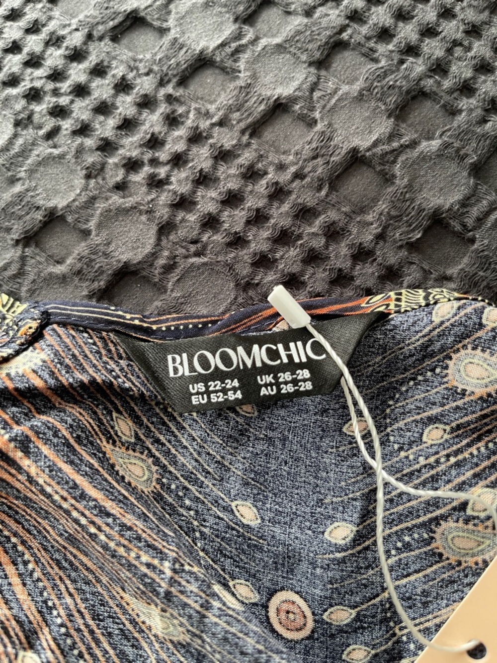 NWT...BloomChic Navy Blue Jumpsuit with Orange & Green Print - Picture 6 of 7